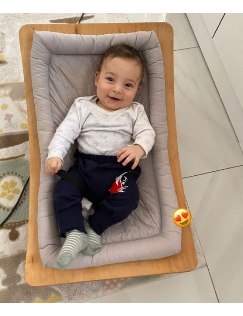 Ahşap Sallanır Ana Kucağı / Gri Renk