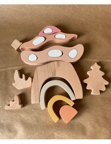 Ahşap oyuncak Mantar Ev Puzzle Eğitsel Oyuncak