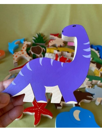 Ahşap Dinozor Seti – 5 Parça Eğitici ve Eğlenceli Oyuncak