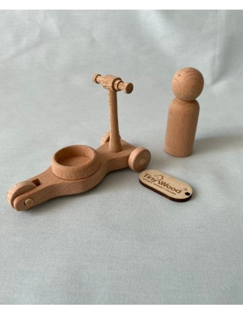 Ahşap Scooter ve Peg Bebek Seti | Doğal Ahşap El Yapımı Oyuncak | Tiny Wood