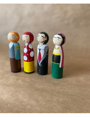 El Yapımı Ahşap Peg Bebek Seti | Ünlü Ressamlar Serisi | Tiny Wood
