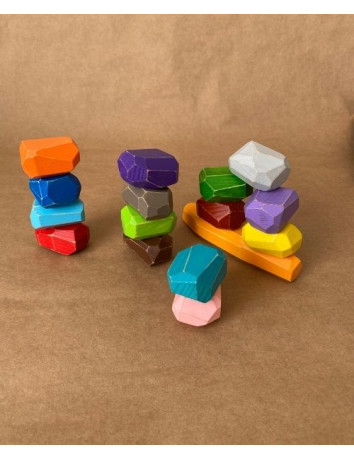 Ahşap Denge Taşları 16’lı Set – Tumi Ishi Montessori Denge Oyunu