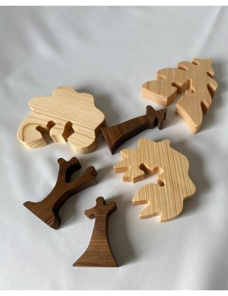 Ahşap Montessori Oyuncak Ağaç Puzzle Seti, Ahşap Oyuncak Ağaç 3 lü