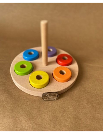  Montessori Halka Renk Eşleştirme Eğitici Ahşap Oyuncak 