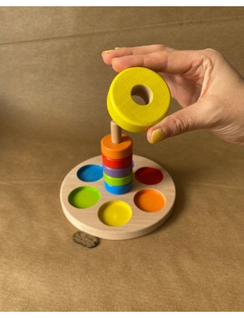  Montessori Halka Renk Eşleştirme Eğitici Ahşap Oyuncak 