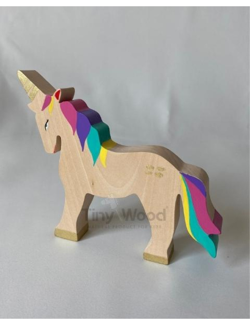 Ahşap Waldorf Unicorn Gökkuşağı Değnek Oyuncak Seti Masal Oyuncakları 