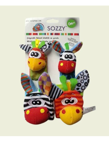 Sozzy Toys Çıngıraklı Bebek Bileklik ve Çorabı - 4 Parça Set